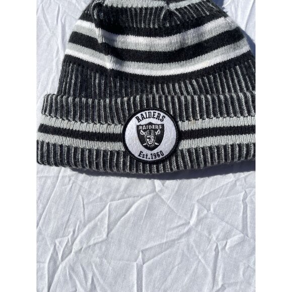NFL Oakland Raiders Bobble Woolly Men’s Sz One size Hat Cuffed Knit Hat New Era - Picture 10 of 10